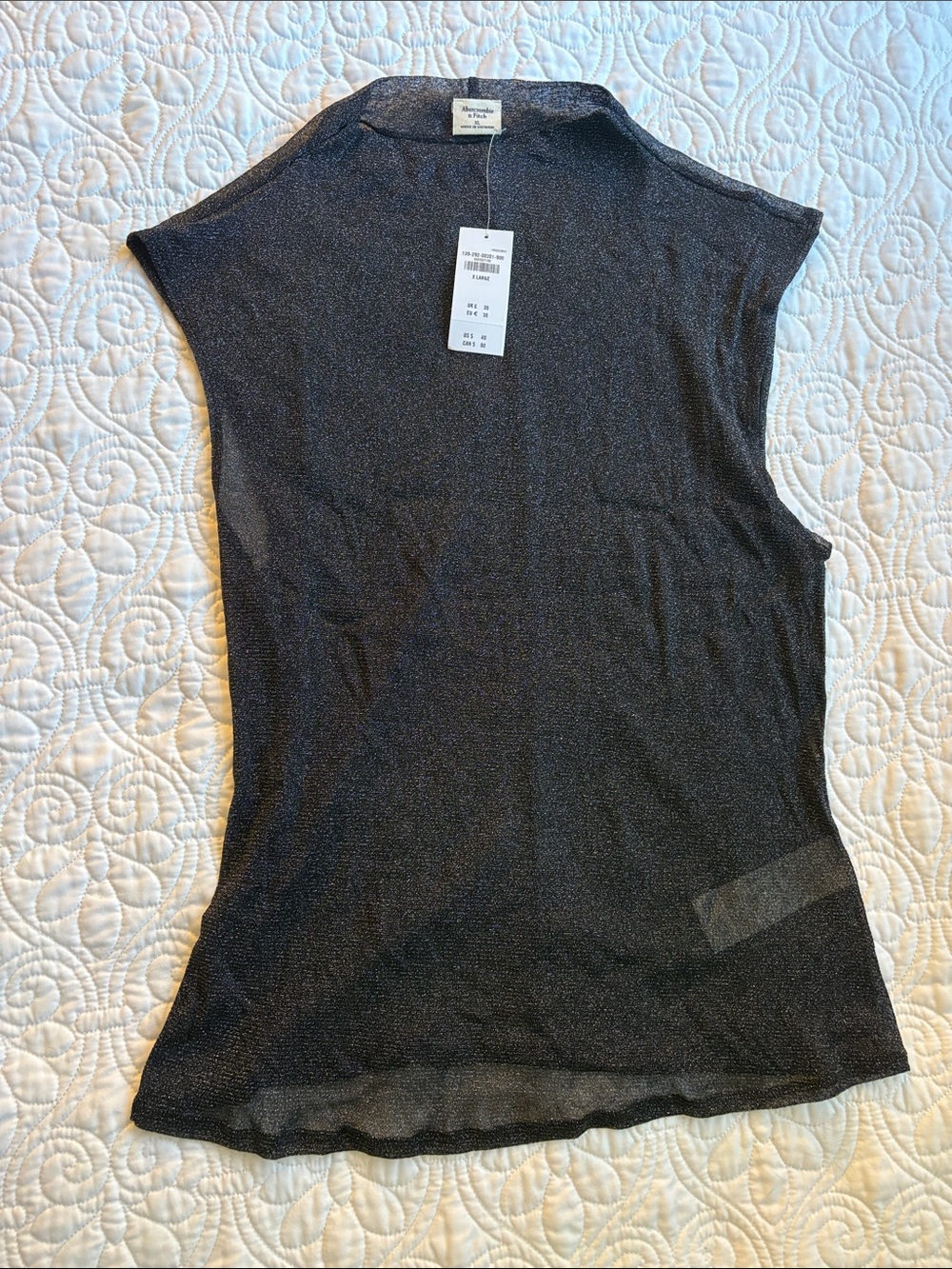 Abercrombie & Fitch Black Metallic Glitter Top